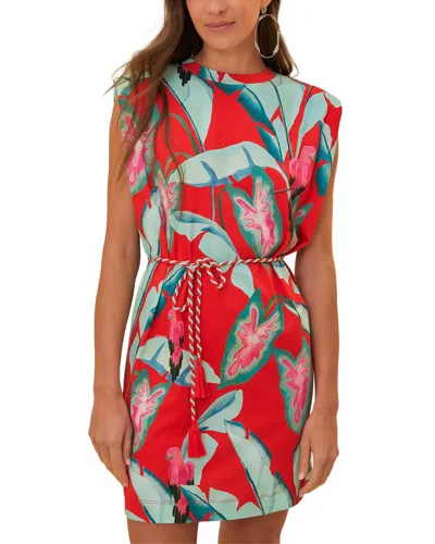 Farm Rio Summer Foliage Red Mini T-shirt Dress In Multi