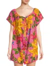 FARM RIO SUMMER FRUIT MINI DRESS IN PINK