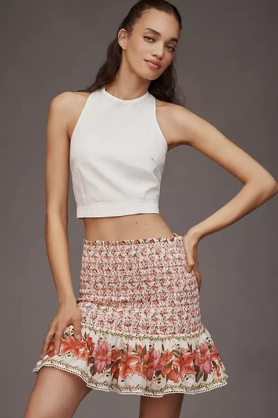 FARM RIO SUMMER FRUIT SMOCKED MINI SKIRT