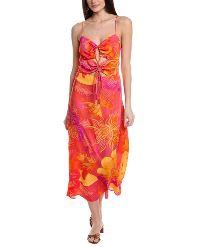 Farm Rio Summer Garden Ombre Midi Dress In Orange