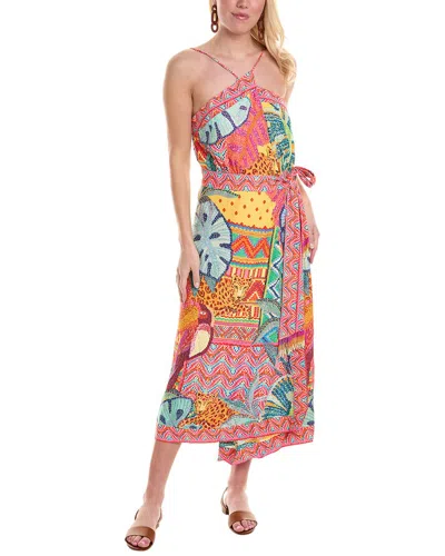 Farm Rio Summer Tapestry Wrap Midi Dress In Pink