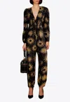 Farm Rio Sunny Mood Sequin V Neck Jumpsuit In Black