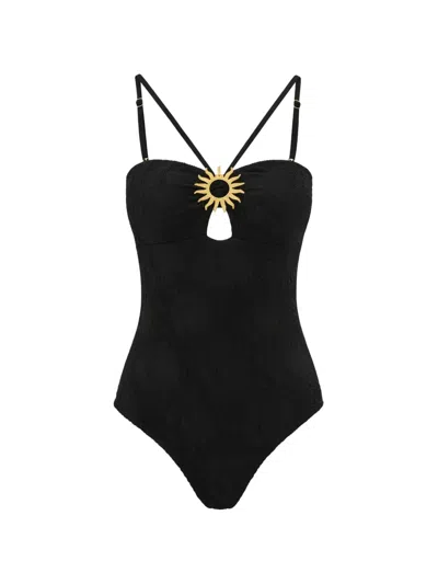 Farm Rio Sunny Moon Swimsuit In Black