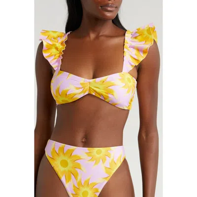 Farm Rio Sunny Side Bandeau Bikini Top In Sunny Side Lilac