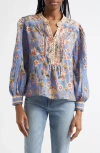 Farm Rio Superbloom Tapestry Blue Blouse Superbloom Tapestry Blue In Super Bloom Tapestry