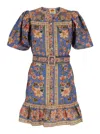 Farm Rio Blue Superbloom Tapestry Organic Cotton Mini Dress