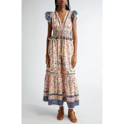 Farm Rio Superbloom Tapestry Cotton Dress In Superbloom Tapestry Cream