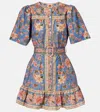 Farm Rio Superbloom Tapestry Cotton Shirt Dress In Blue