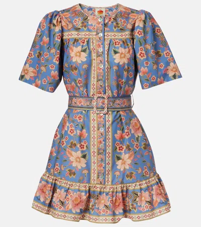 FARM RIO SUPERBLOOM TAPESTRY COTTON SHIRT DRESS