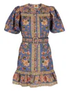 Farm Rio Superbloom Tapestry Cotton Shirt Dress In Blue