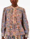 Farm Rio Superbloom Tapestry-print Blouse In Blue
