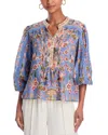 Farm Rio Superbloom Tapestry Blue Blouse Superbloom Tapestry Blue In Superbloom Tapestry Blue