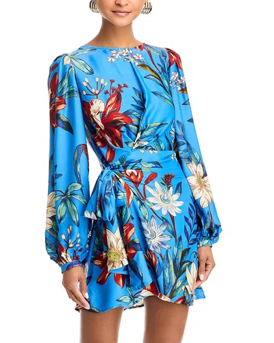 Farm Rio Surreal Flowers Blue Wrap Mini Dress Blue Surreal Flowers