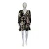 Farm Rio Surreal Flowers Long Sleeve Mini Dress In Black In Black