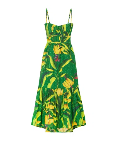 Farm Rio Suspender Dress In Green