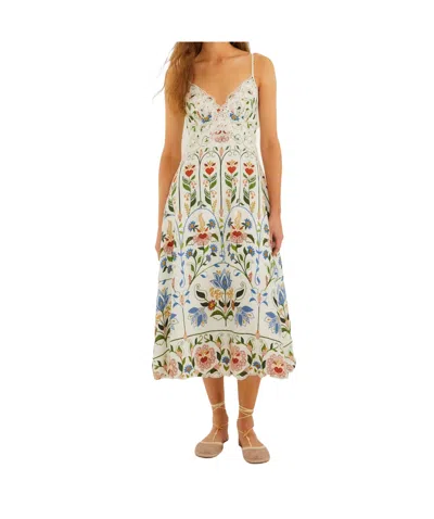 Farm Rio Suspender Dress In Multi