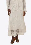 Shop Farm Rio Swan Lake Guipure Lace Midi Skirt In Off-white