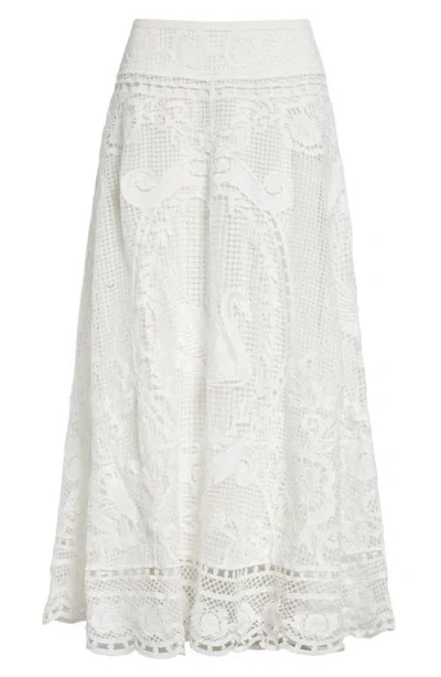 Farm Rio White Swan Lake Lace Skirt In Multicolor