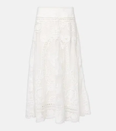 Farm Rio White Swan Lake Lace Skirt In Multicolor