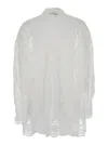 Farm Rio Swan Lake Guipure Lace Button-up Shirt In White