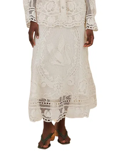 Farm Rio Swan Lake Guipure Off-white Midi Skirt In Neutral