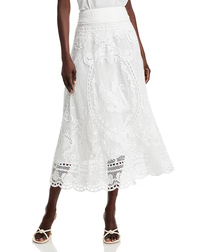Farm Rio White Swan Lake Lace Skirt In Multicolor