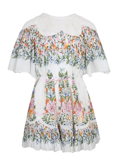 Farm Rio Sweet Bloom Bouquet Mini Dress In White