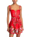 Farm Rio Sweet Bloom Bouquet Linen Blend Minidress In Sweet Bloo