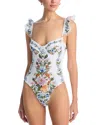Farm Rio Sweet Bloom Bouquet Swimsuit In Off-white