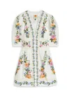 Farm Rio Off-white Sweet Bloom Dreamscape Organic Cotton Mini Dress