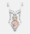 Farm Rio Sweet Bloom Bouquet Swimsuit In White