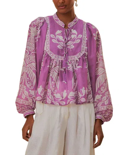 Farm Rio Sweet Garden Lilac Long Sleeved Blouse In Purple