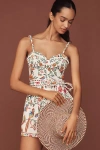 Farm Rio Delicate Forest Off White Linen Romper Swim Cover-up