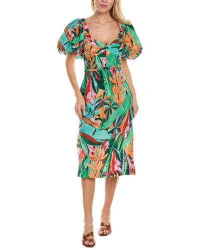 Farm Rio Sweetheart Midi Dress In Green Multi