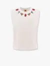 Farm Rio T-shirt In Cotone Con Applicazioni Floreali In White