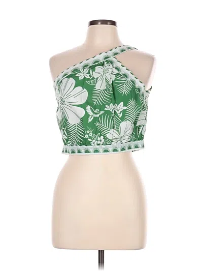 Pre-owned Farm Rio Tank Top Green Halter Neckline Tops