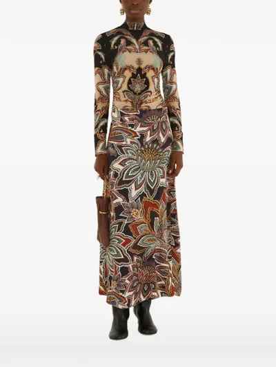 Farm Rio Tapestry Dream Floral-print Top In Neutrals