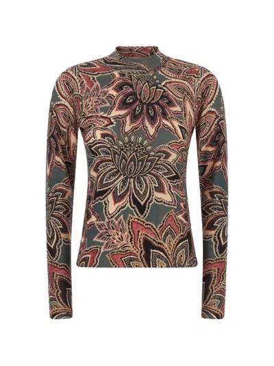 Farm Rio Tapestry Floral-print Top In Brown