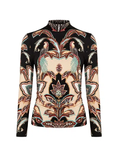 Farm Rio Graphic-print Long-sleeve T-shirt In Black