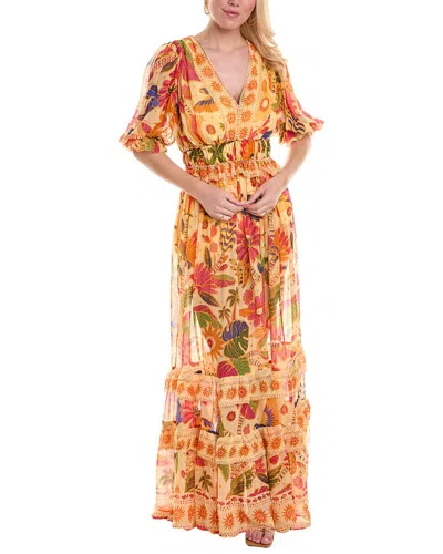 Farm Rio Tapestry Tiered Hem Maxi Dress In Orange