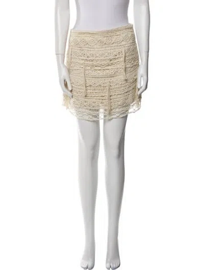 Pre-owned Farm Rio Tassel Accents Mini Skirt In Neutral