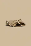 FARM RIO TAUPE DAISY HEELED MULE