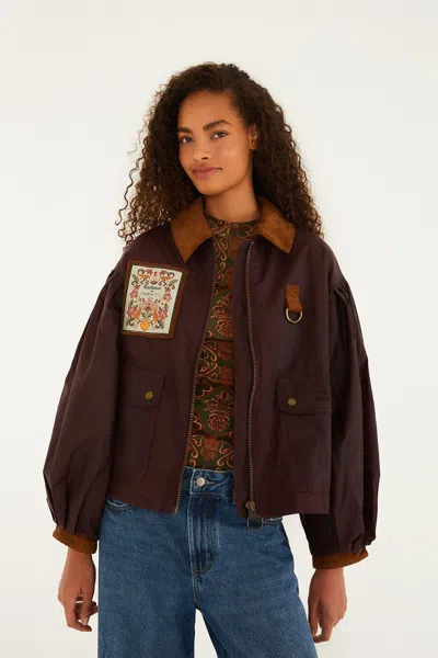 Farm Rio Thais Waxed Jacket In Brown