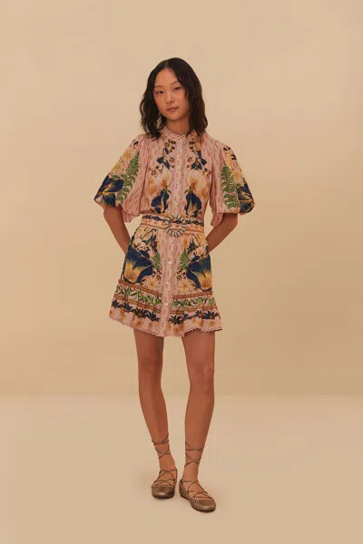 Farm Rio The Dream Garden Pink Mini Dress