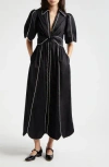 Farm Rio Tie Belt Shirtdress In Black And White