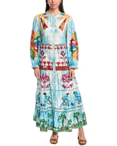 Farm Rio Tie Dye Rainbow Patchwork Maxi Dress