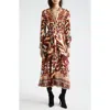 Farm Rio Tie Front Long Sleeve Shirtdress In Toucans Scarf Cream