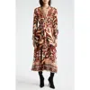 Farm Rio Tie Front Long Sleeve Shirtdress In Toucans Scarf Cream