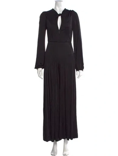 Pre-owned Farm Rio Tie Neck Jumpsuit In Black