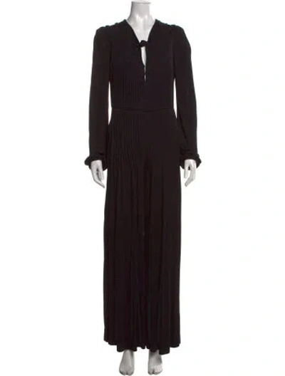 Pre-owned Farm Rio Tie Neck Jumpsuit In Black